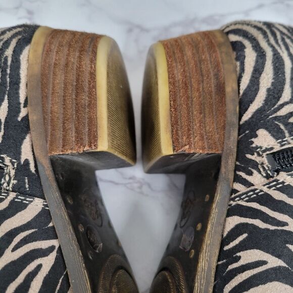 Lucky Brand Leather Zebra Animal Print Booties Women's Size 7.5 - Picture 6 of 15